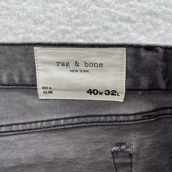rag & bone Fit 2 Slim Greyson Denim Jeans Men's 40x32 Gray American Grunge NWT - Picture 5 of 14